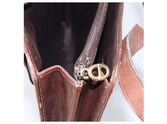 Borsa a Mano Christian Dior in Pelle Marrone Oro Auth gh1451 D'oro - vista 19