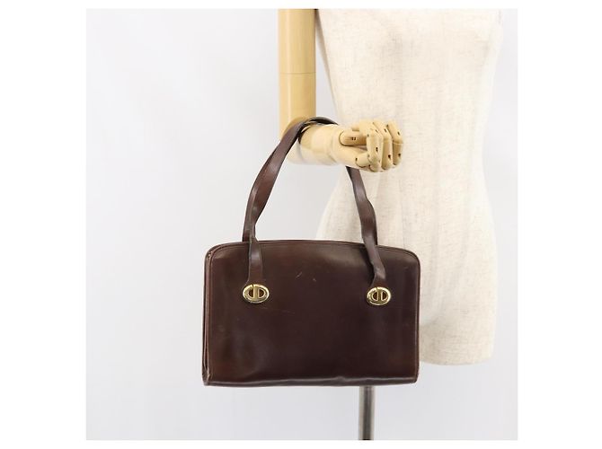 Borsa a Mano Christian Dior in Pelle Marrone Oro Auth gh1451 D'oro - vista 21