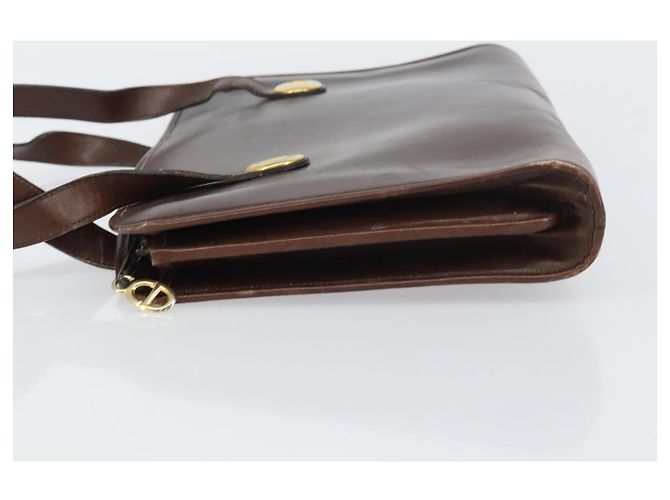 Borsa a Mano Christian Dior in Pelle Marrone Oro Auth gh1451 D'oro - vista 4