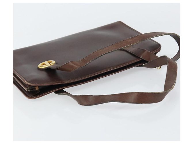 Borsa a Mano Christian Dior in Pelle Marrone Oro Auth gh1451 D'oro - vista 6