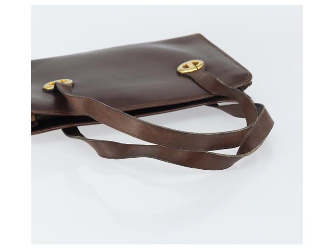 Borsa a Mano Christian Dior in Pelle Marrone Oro Auth gh1451 D'oro - vista 7