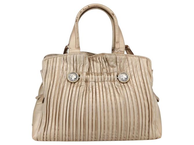 Bulgari Borsa a mano in pelle BVLGARI 2 in 1 oro Auth ka881 D'oro - vista 13