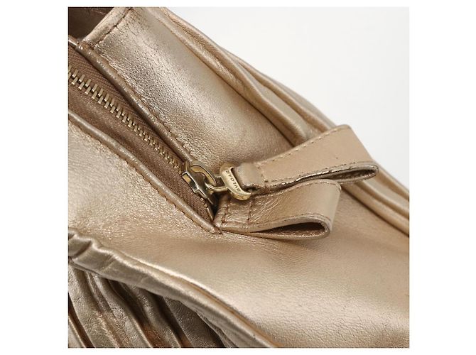 Bulgari Borsa a mano in pelle BVLGARI 2 in 1 oro Auth ka881 D'oro - vista 19