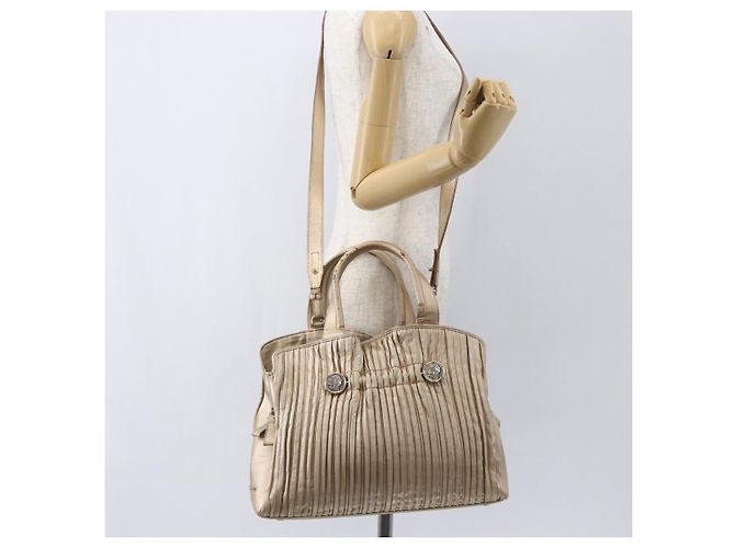 Bulgari Borsa a mano in pelle BVLGARI 2 in 1 oro Auth ka881 D'oro - vista 29