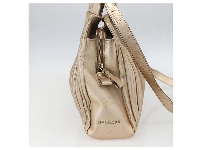 Bulgari Borsa a mano in pelle BVLGARI 2 in 1 oro Auth ka881 D'oro - vista 3