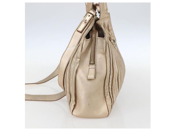 Bulgari Borsa a mano in pelle BVLGARI 2 in 1 oro Auth ka881 D'oro - vista 4