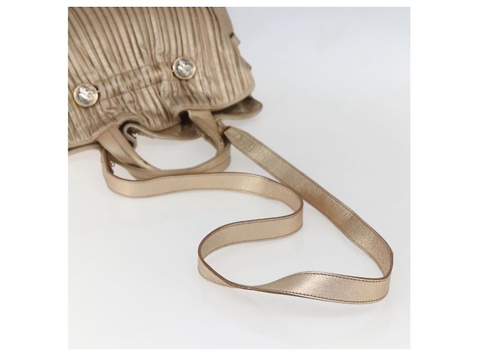 Bulgari Borsa a mano in pelle BVLGARI 2 in 1 oro Auth ka881 D'oro - vista 9