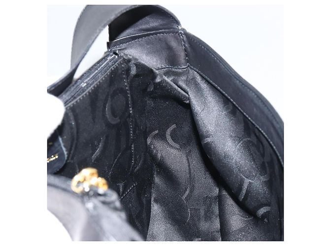 Borsa a Spalla Gancini in Pelle Nera e Oro Salvatore Ferragamo Auth 156463 Nero D'oro - vista 18