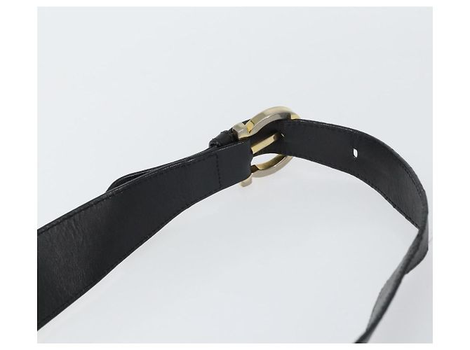 Borsa a Spalla Gancini in Pelle Nera e Oro Salvatore Ferragamo Auth 156463 Nero D'oro - vista 8
