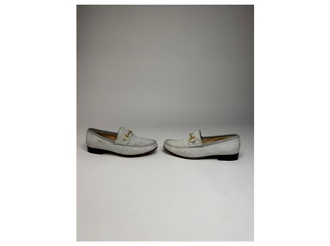 Mocassini in suede vintage Gucci con morsetto blu chiaro 36,5C Turchese - vista 3