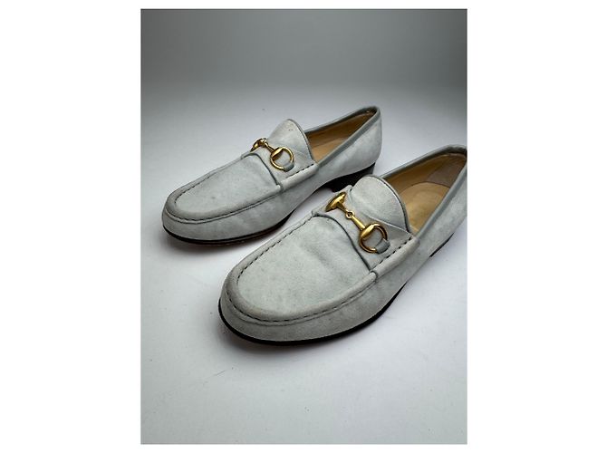 Mocassini in suede vintage Gucci con morsetto blu chiaro 36,5C Turchese - vista 4
