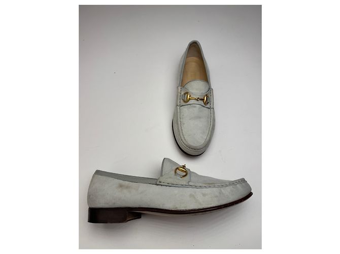 Mocassini in suede vintage Gucci con morsetto blu chiaro 36,5C Turchese - vista 7