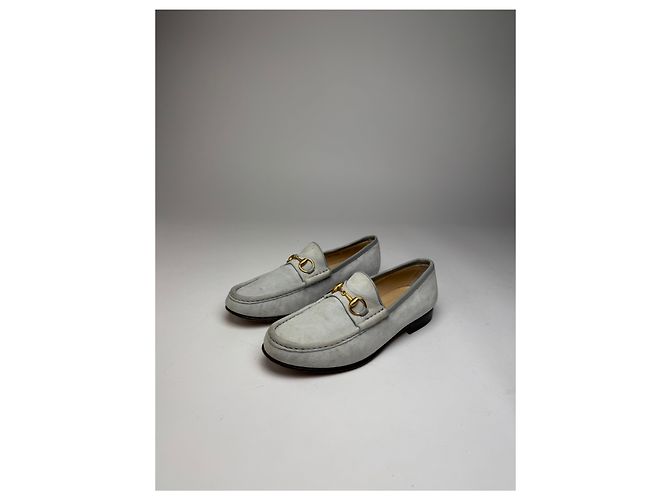 Mocassini in suede vintage Gucci con morsetto blu chiaro 36,5C Turchese - vista 9