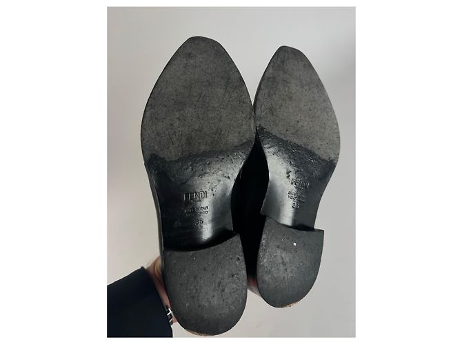 Scarpe in pelle vintage Fendi con lacci nere EU36 Nero - vista 10
