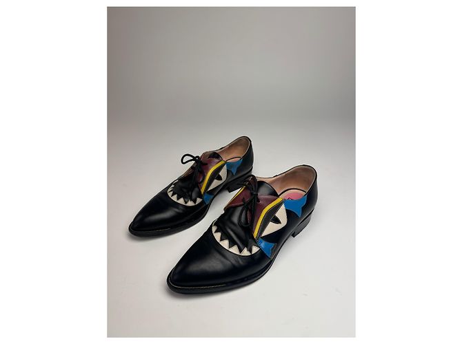 Scarpe in pelle vintage Fendi con lacci nere EU36 Nero - vista 12