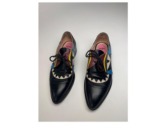 Scarpe in pelle vintage Fendi con lacci nere EU36 Nero - vista 3