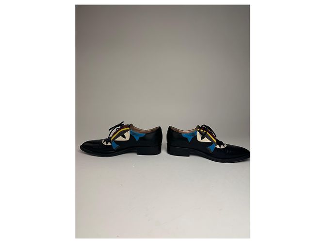 Scarpe in pelle vintage Fendi con lacci nere EU36 Nero - vista 5