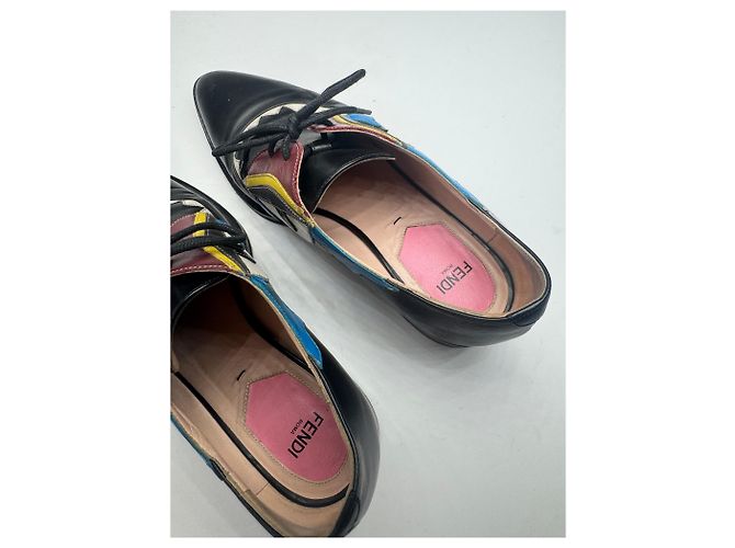 Scarpe in pelle vintage Fendi con lacci nere EU36 Nero - vista 9