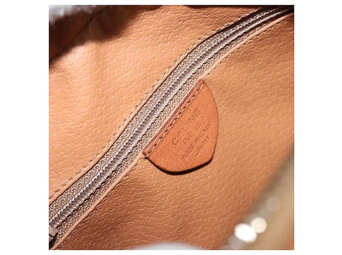Céline Bolso de Hombro de Lona Macadam CELINE en Cuero PVC Marrón Dorado Auth 156444 Castaño - vista 12