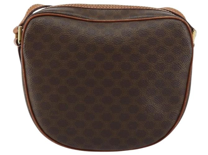Céline Bolso de Hombro de Lona Macadam CELINE en Cuero PVC Marrón Dorado Auth 156444 Castaño - vista 2