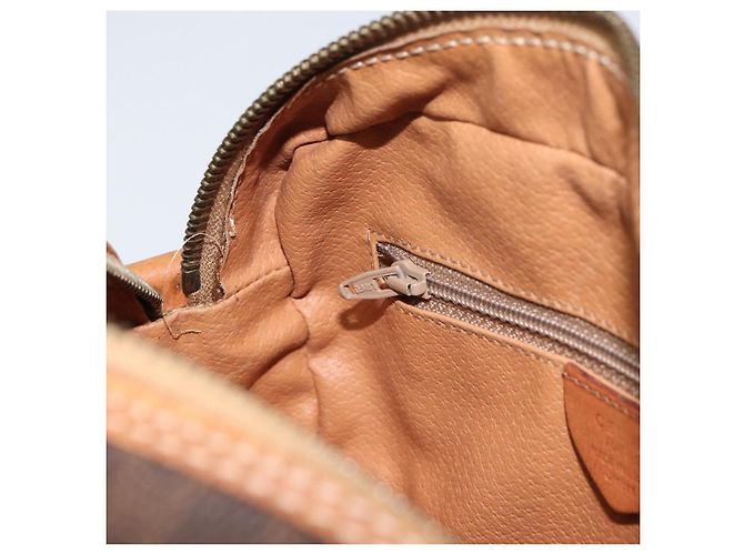 Céline Bolso de Hombro de Lona Macadam CELINE en Cuero PVC Marrón Dorado Auth 156444 Castaño - vista 20