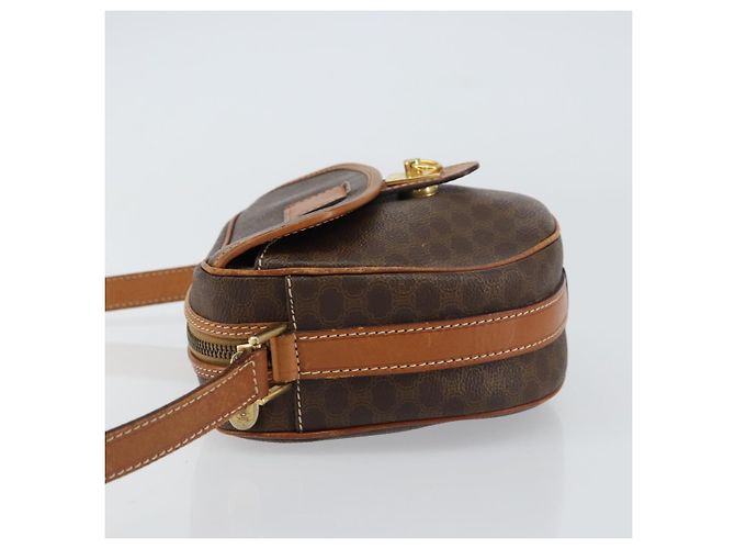 Céline Bolso de Hombro de Lona Macadam CELINE en Cuero PVC Marrón Dorado Auth 156444 Castaño - vista 4