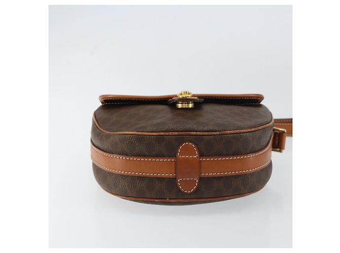 Céline Bolso de Hombro de Lona Macadam CELINE en Cuero PVC Marrón Dorado Auth 156444 Castaño - vista 5
