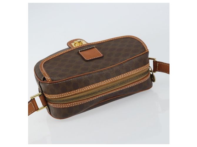 Céline Bolso de Hombro de Lona Macadam CELINE en Cuero PVC Marrón Dorado Auth 156444 Castaño - vista 6