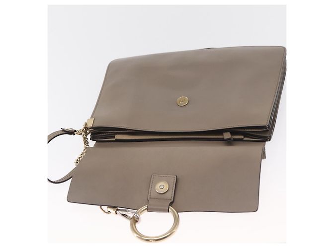 Chloé Borsa a Spalla Chloe Fay in Pelle Scamosciata Beige Oro Auth BA8909 D'oro - vista 10