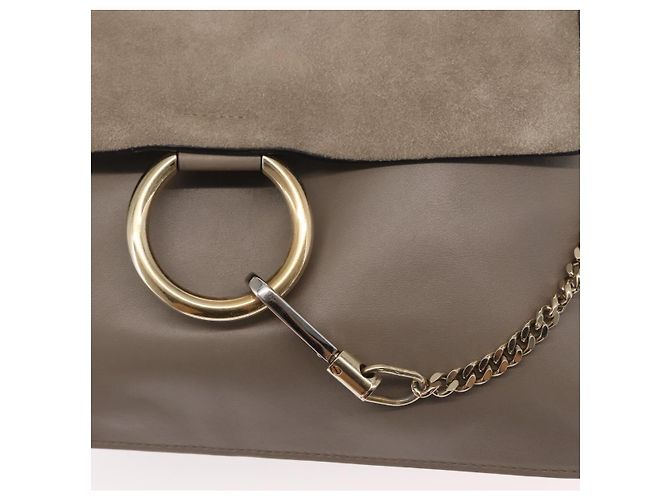 Chloé Borsa a Spalla Chloe Fay in Pelle Scamosciata Beige Oro Auth BA8909 D'oro - vista 17
