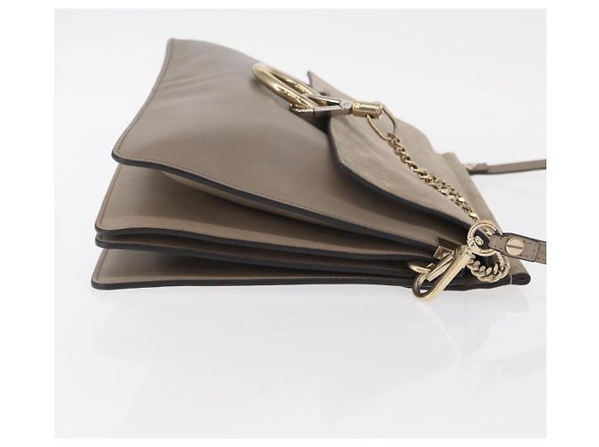 Chloé Borsa a Spalla Chloe Fay in Pelle Scamosciata Beige Oro Auth BA8909 D'oro - vista 3