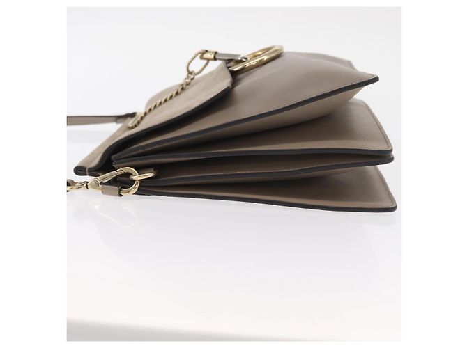 Chloé Borsa a Spalla Chloe Fay in Pelle Scamosciata Beige Oro Auth BA8909 D'oro - vista 4