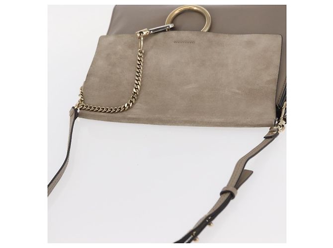 Chloé Borsa a Spalla Chloe Fay in Pelle Scamosciata Beige Oro Auth BA8909 D'oro - vista 6