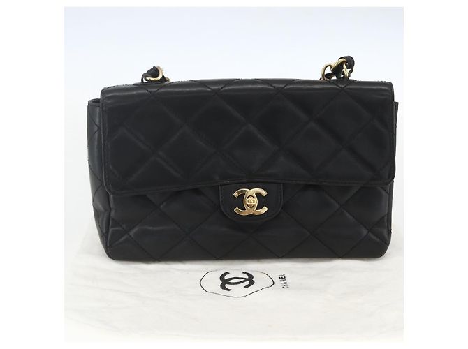 CHANEL Matelassé 25 Borsa a Spalla con Catena in Pelle di Agnello Nera Oro CC Auth 158905SAM Nero D'oro - vista 12