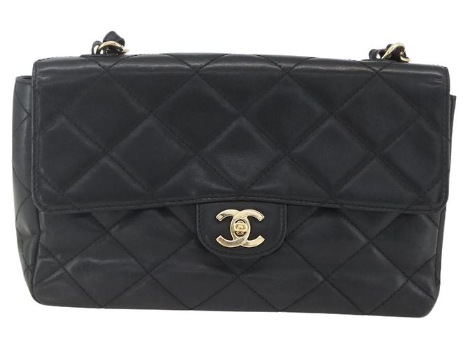 CHANEL Matelassé 25 Borsa a Spalla con Catena in Pelle di Agnello Nera Oro CC Auth 158905SAM Nero D'oro - vista 13