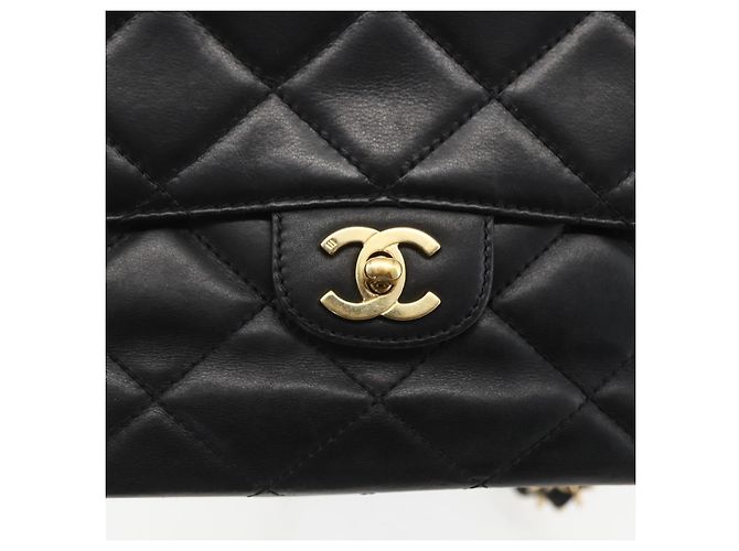 CHANEL Matelassé 25 Borsa a Spalla con Catena in Pelle di Agnello Nera Oro CC Auth 158905SAM Nero D'oro - vista 17