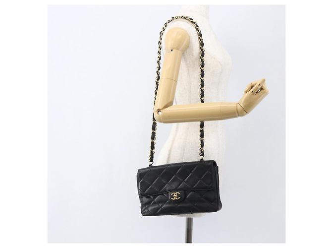 CHANEL Matelassé 25 Borsa a Spalla con Catena in Pelle di Agnello Nera Oro CC Auth 158905SAM Nero D'oro - vista 23