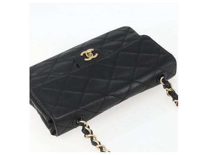 CHANEL Matelassé 25 Borsa a Spalla con Catena in Pelle di Agnello Nera Oro CC Auth 158905SAM Nero D'oro - vista 6