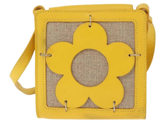 Céline CELINE Schultertasche aus Leder Gelb Silber Authentisch 159741 - Ansicht 13