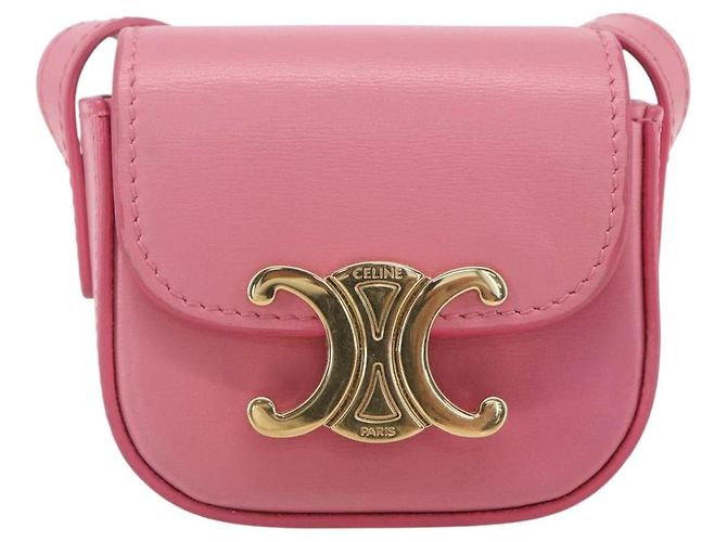 Céline CELINE Triomphe Mini Claude Borsa a Spalla in Pelle di Vitello Rosa Oro Auth 153596SAM D'oro - vista 13