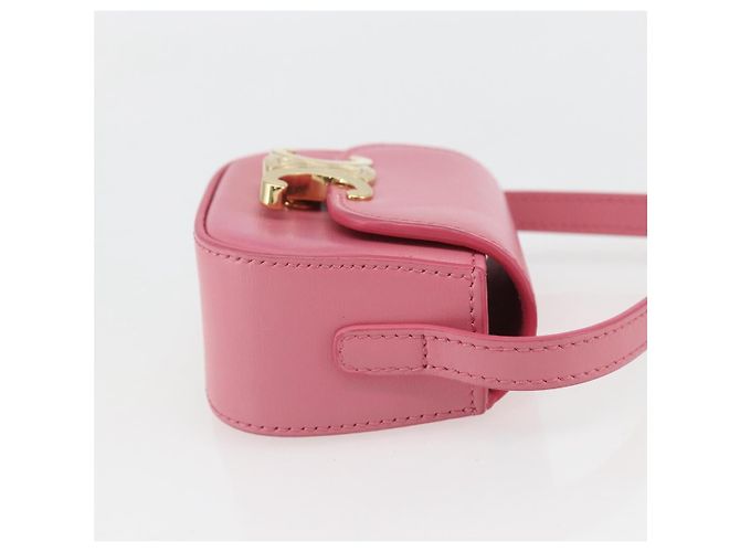 Céline CELINE Triomphe Mini Claude Borsa a Spalla in Pelle di Vitello Rosa Oro Auth 153596SAM D'oro - vista 4