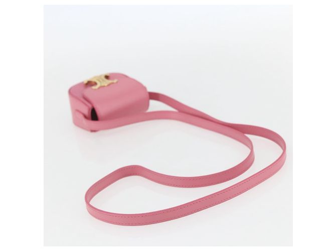 Céline CELINE Triomphe Mini Claude Borsa a Spalla in Pelle di Vitello Rosa Oro Auth 153596SAM D'oro - vista 7