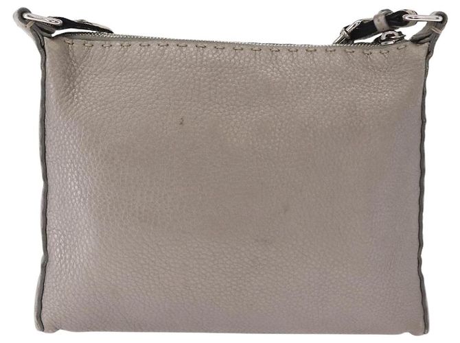 Fendi Borsa a Spalla Celeria in Pelle Argento Auth BA8920 - vista 2