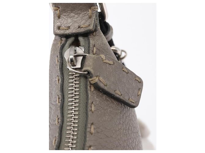 Fendi Borsa a Spalla Celeria in Pelle Argento Auth BA8920 - vista 9
