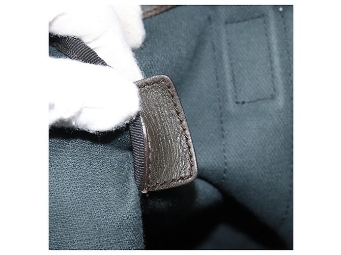 Borsa Tote Gancini in Pelle Marrone Argento Auth 156802 di Salvatore Ferragamo - vista 12