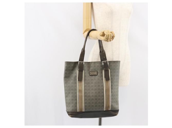 Borsa Tote Gancini in Pelle Marrone Argento Auth 156802 di Salvatore Ferragamo - vista 22