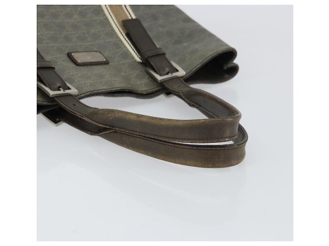 Borsa Tote Gancini in Pelle Marrone Argento Auth 156802 di Salvatore Ferragamo - vista 7
