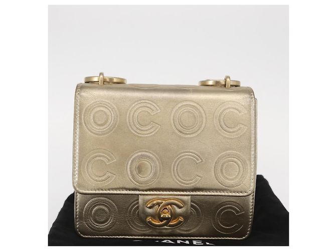 CHANEL Chain Shoulder Bag Lamb Skin Gold CC Auth 157390SAV Golden - view 12