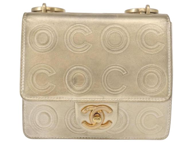 CHANEL Chain Shoulder Bag Lamb Skin Gold CC Auth 157390SAV Golden - view 13