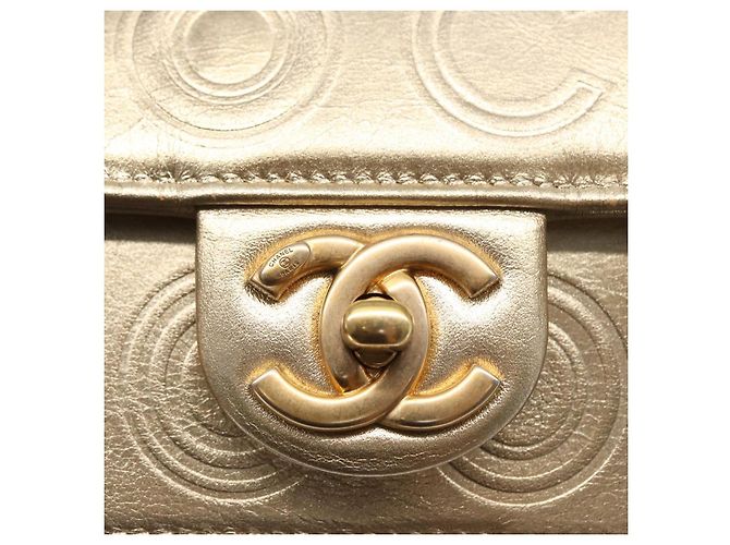 CHANEL Chain Shoulder Bag Lamb Skin Gold CC Auth 157390SAV Golden - view 18